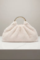 28823F Faux Fur Clutch Bag With Ring Handle - MiMi Wholesale