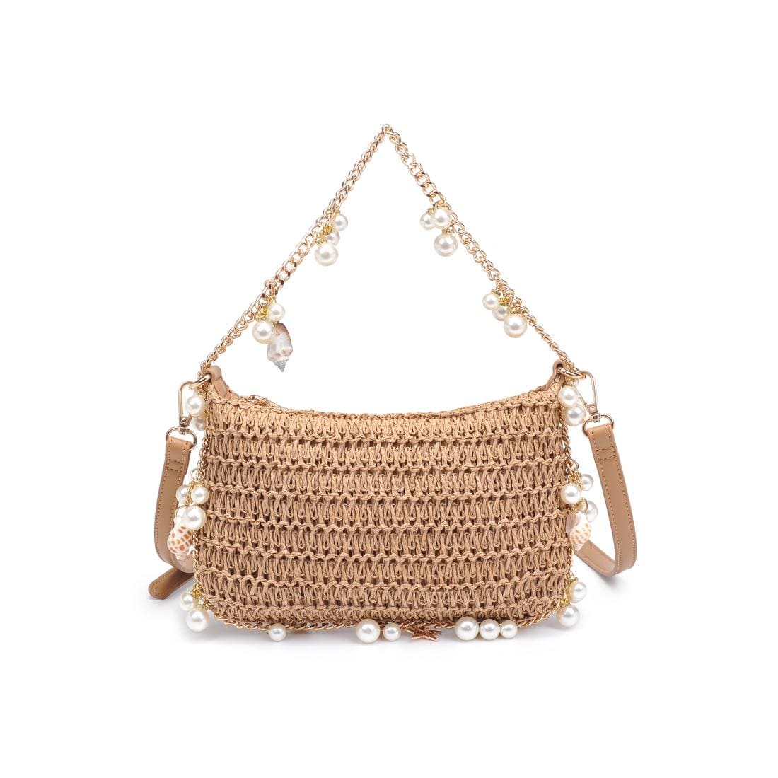 28829 Steph Straw Pearl Lined Evening Bag - MiMi Wholesale