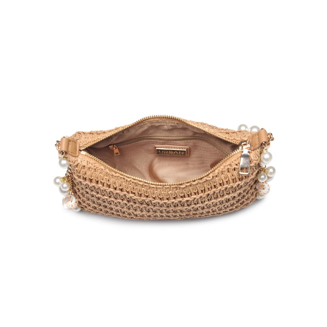 28829 Steph Straw Pearl Lined Evening Bag - MiMi Wholesale