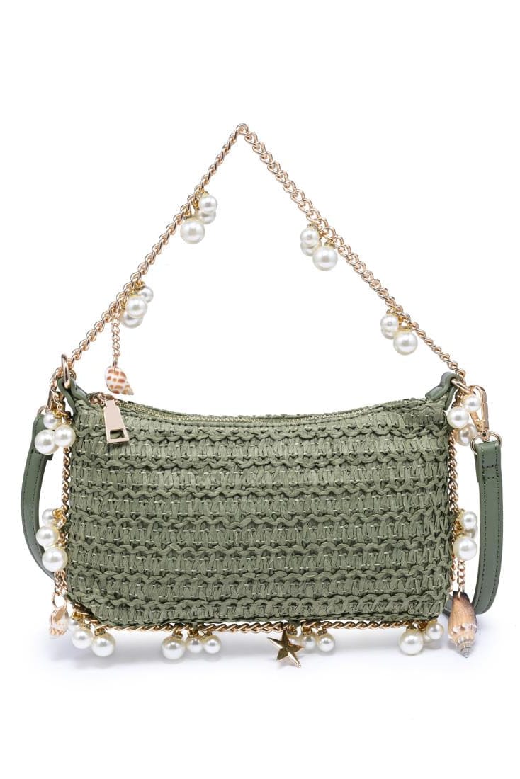 28829 Steph Straw Pearl Lined Evening Bag - MiMi Wholesale