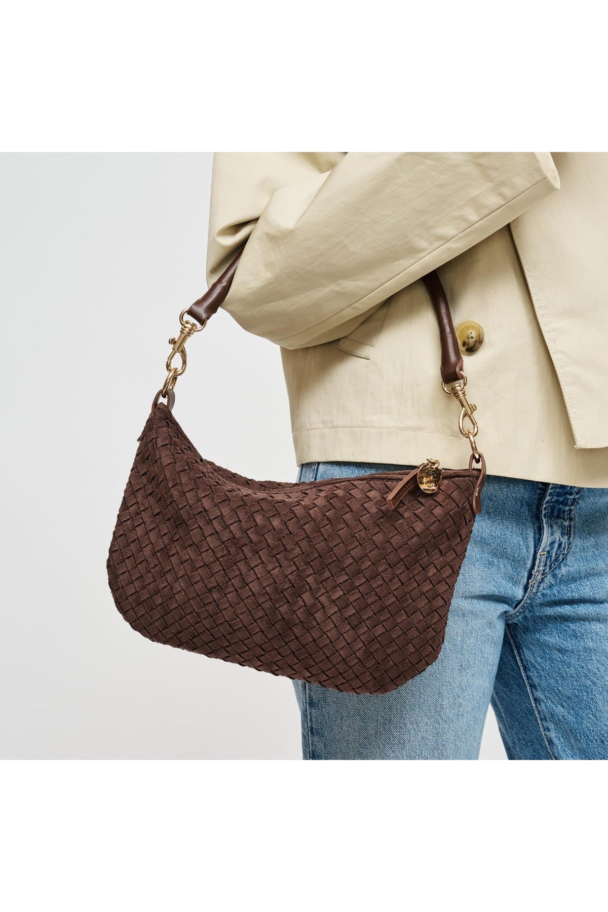 29746WS Espresso bag styled on model, view 1