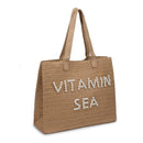 33529P Seaton Straw Pearls Tote Bag - MiMi Wholesale
