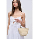 34243 Gaia Mini Straw Tote With Rhinestone Handle - MiMi Wholesale
