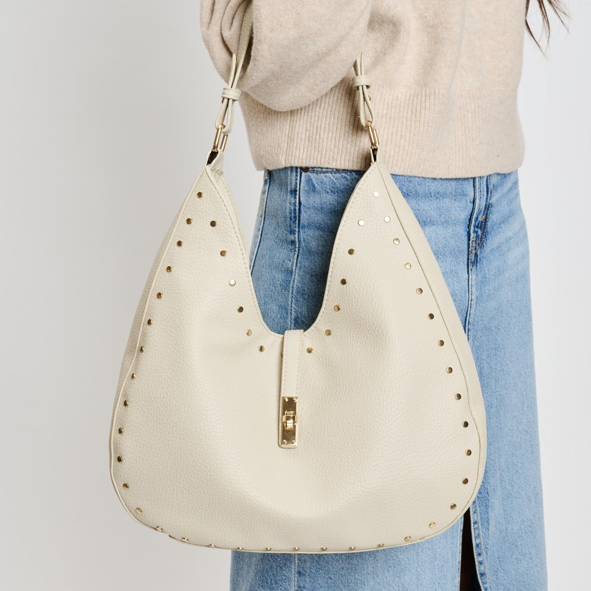 35275ML Olivia Studded Hobo Bag - MiMi Wholesale