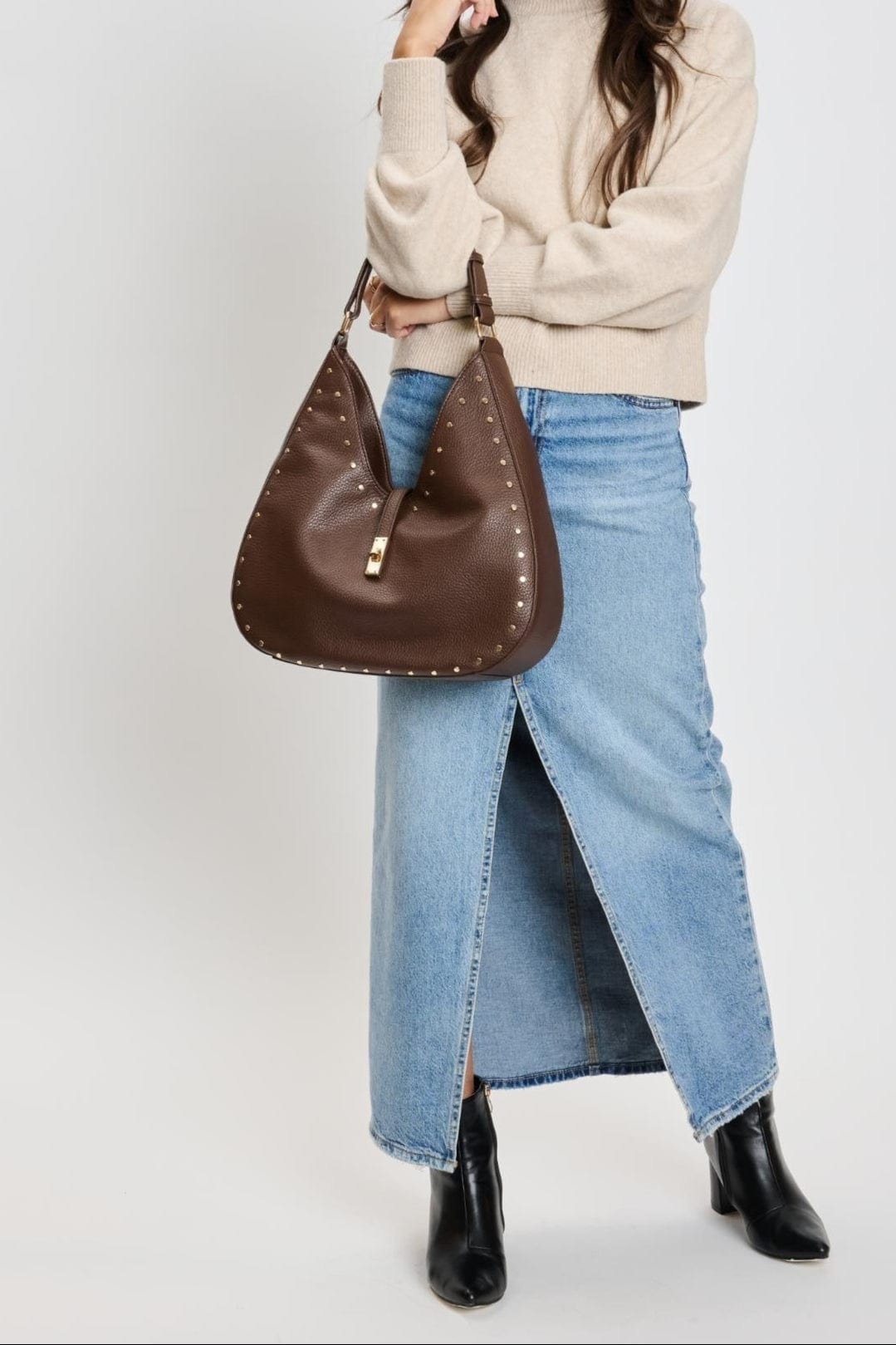 35275ML Olivia Studded Hobo Bag - MiMi Wholesale