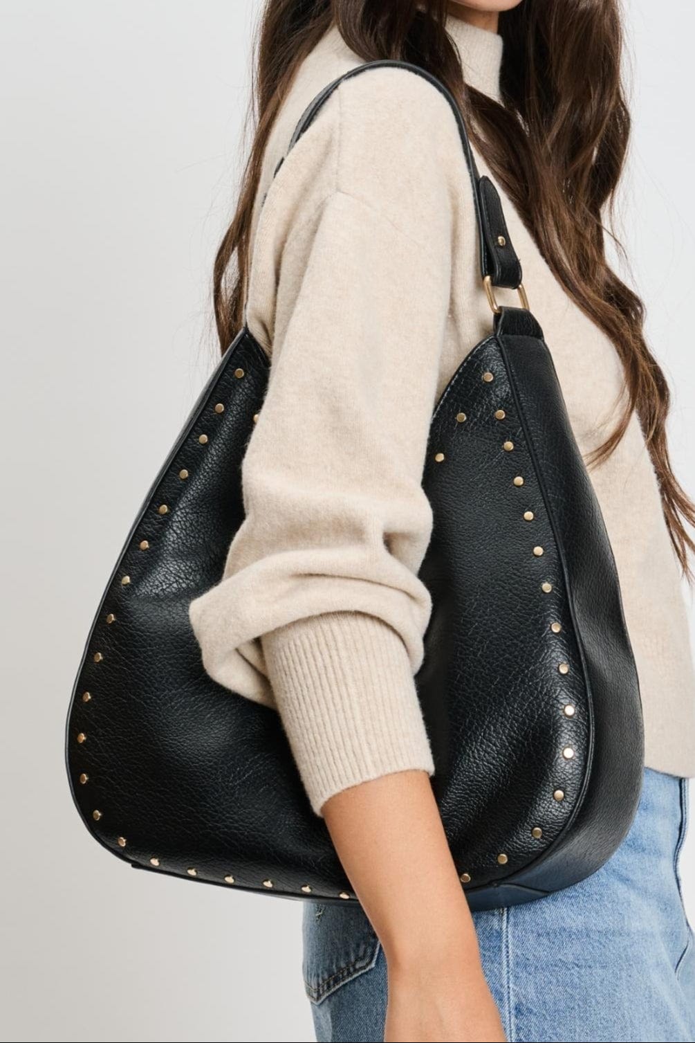 35275ML Olivia Studded Hobo Bag - MiMi Wholesale