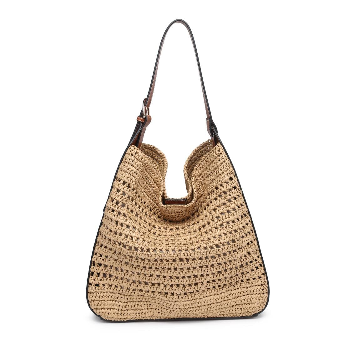 36007ML 2 in 1 Savannah Straw Hobo Tote Bag With Pouch - MiMi Wholesale