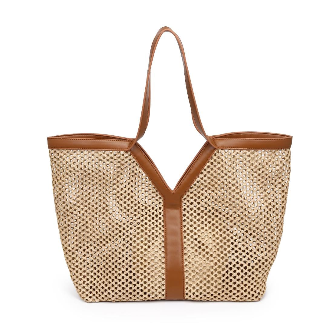 37580 Naida Straw Tote Bag With Removable Pouch - MiMi Wholesale