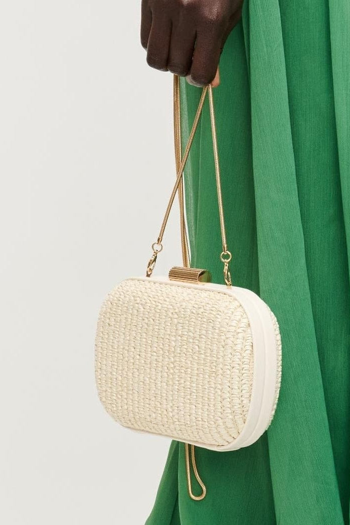 38057 Alix Straw Clutch With Chain Strap - MiMi Wholesale