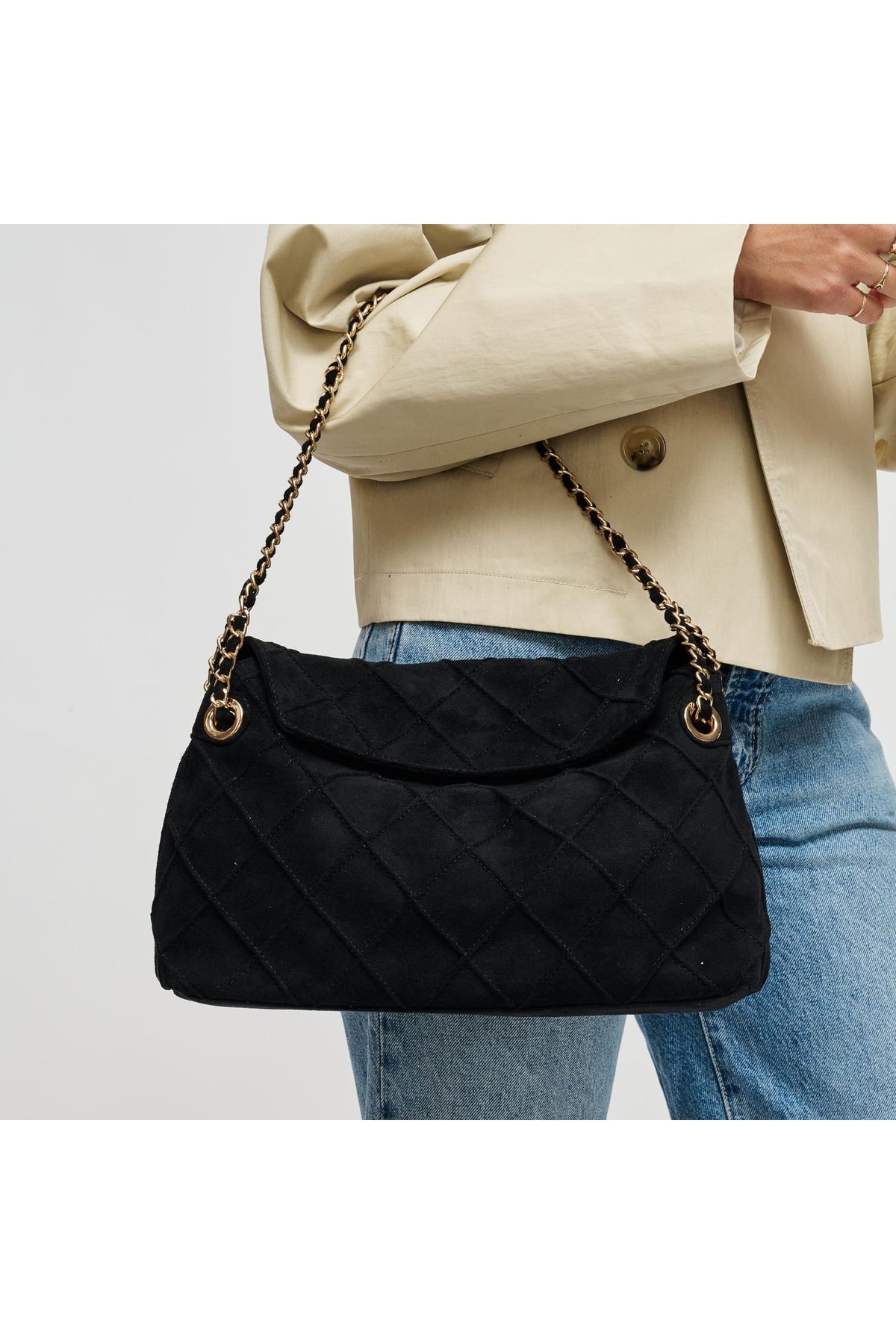 38583 Black bag styled on model, view 1