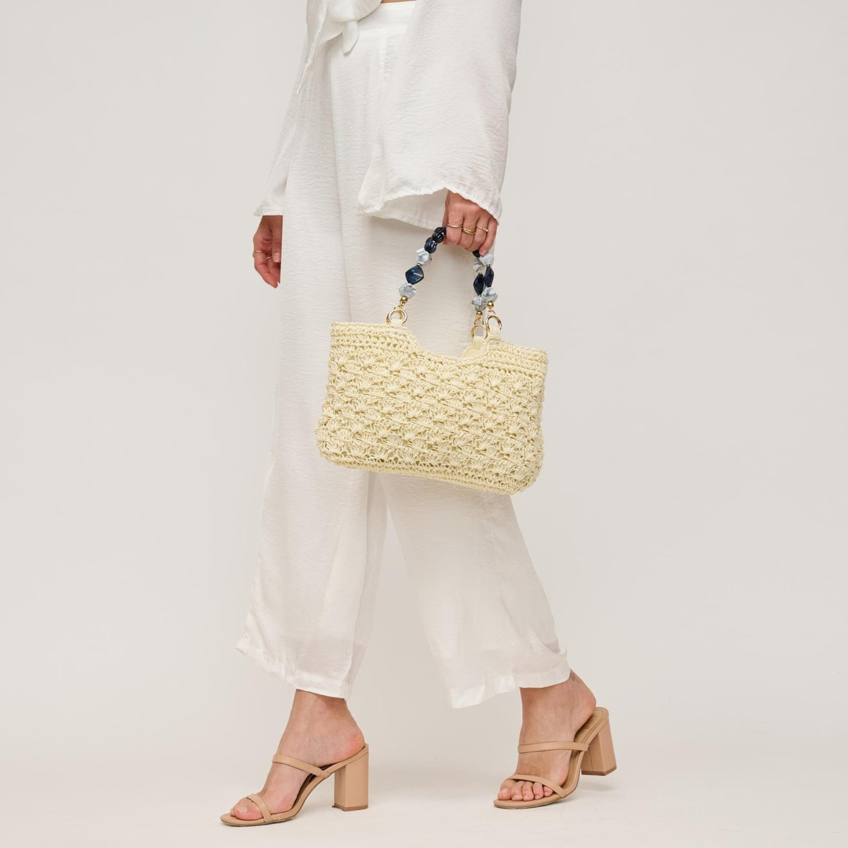 60243 Nora Straw Mini Crochet Tote Bag - MiMi Wholesale
