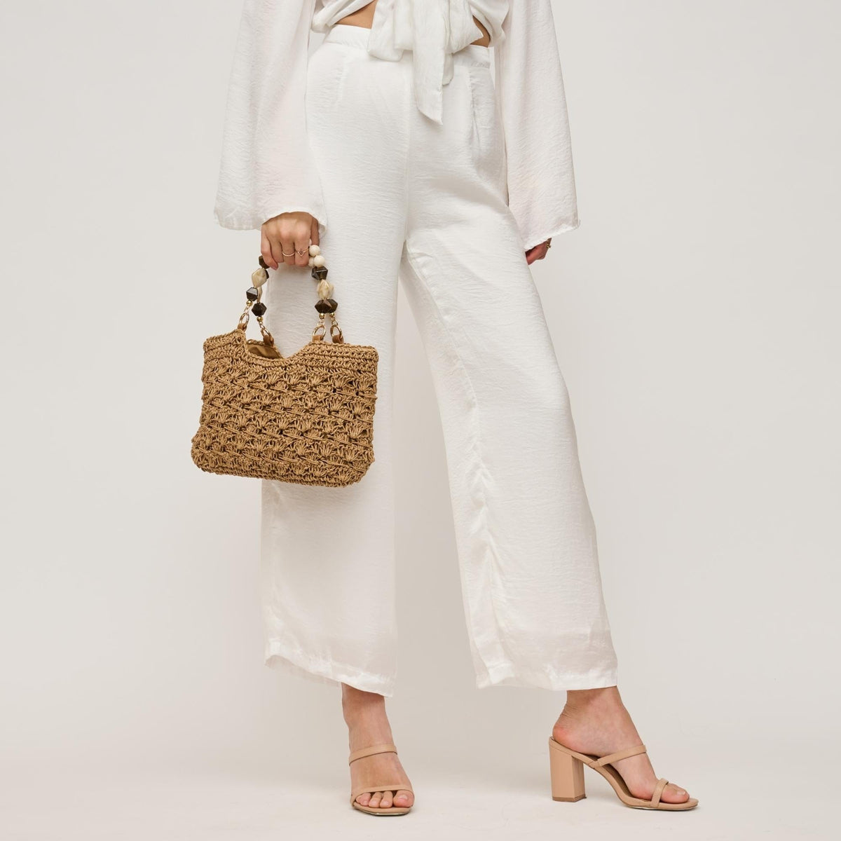 60243 Nora Straw Mini Crochet Tote Bag - MiMi Wholesale