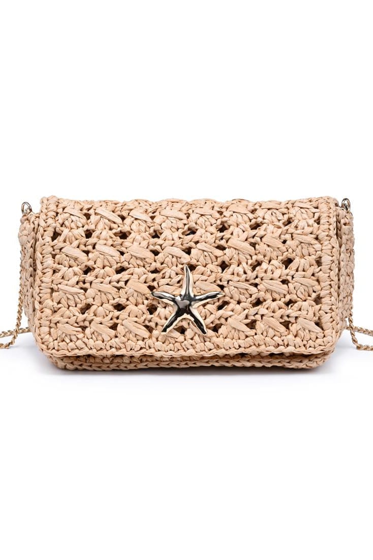 60363 Betty Straw Starfish Detail Crossbody Bag - MiMi Wholesale