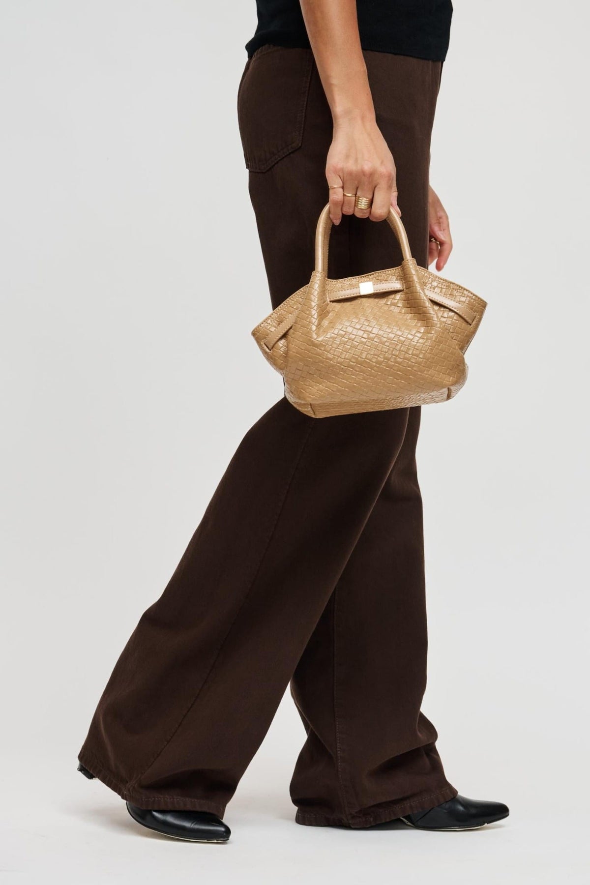 63032BEW Natural bag styled on model, view 3