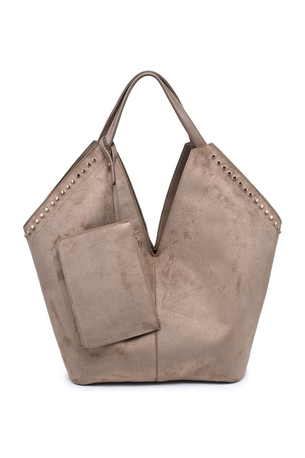 64573ML Miranda Stud-Trim Tote with Zip Pouch - MiMi Wholesale
