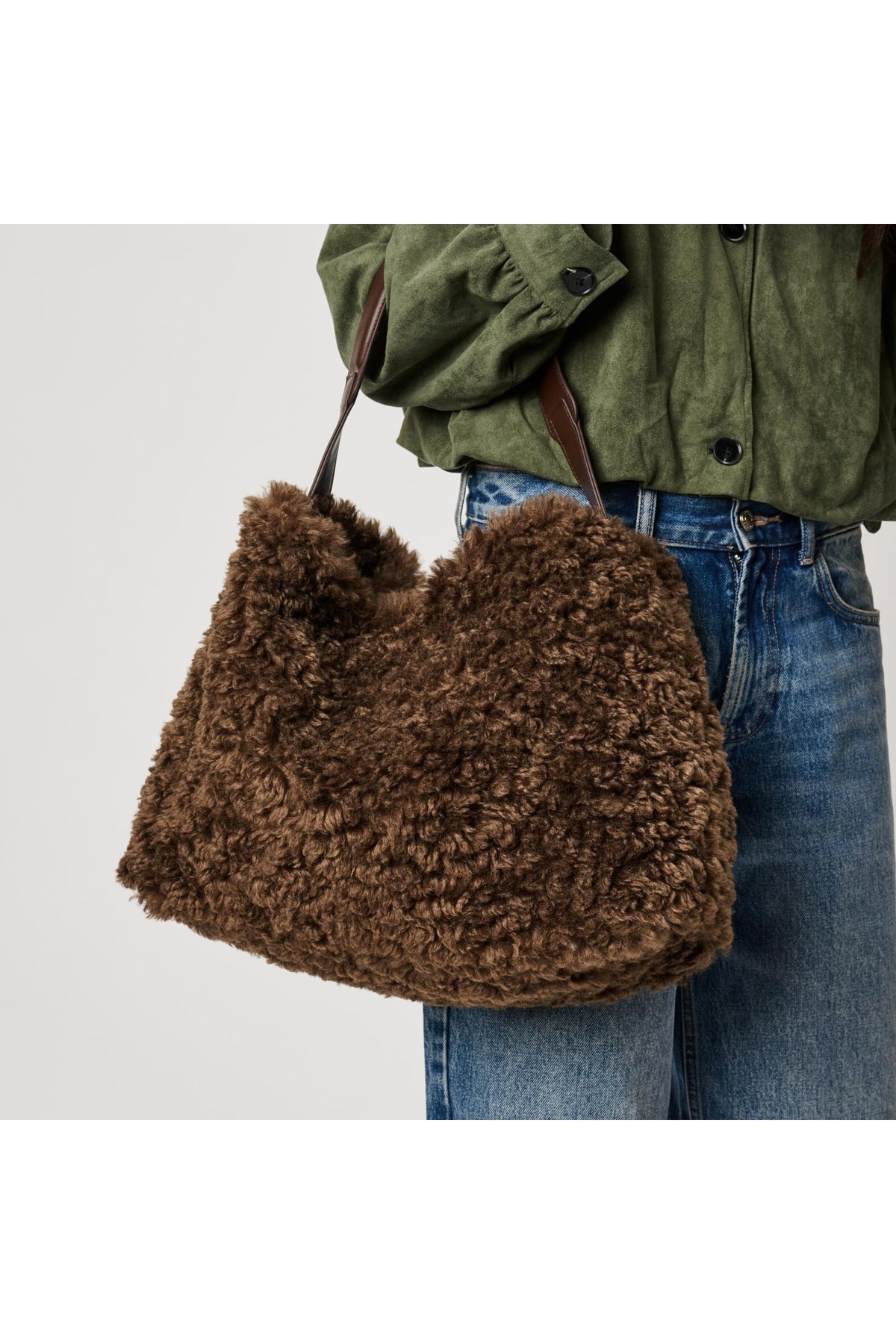 Moda Luxe 64578ML Brown bag styled on model, view 3