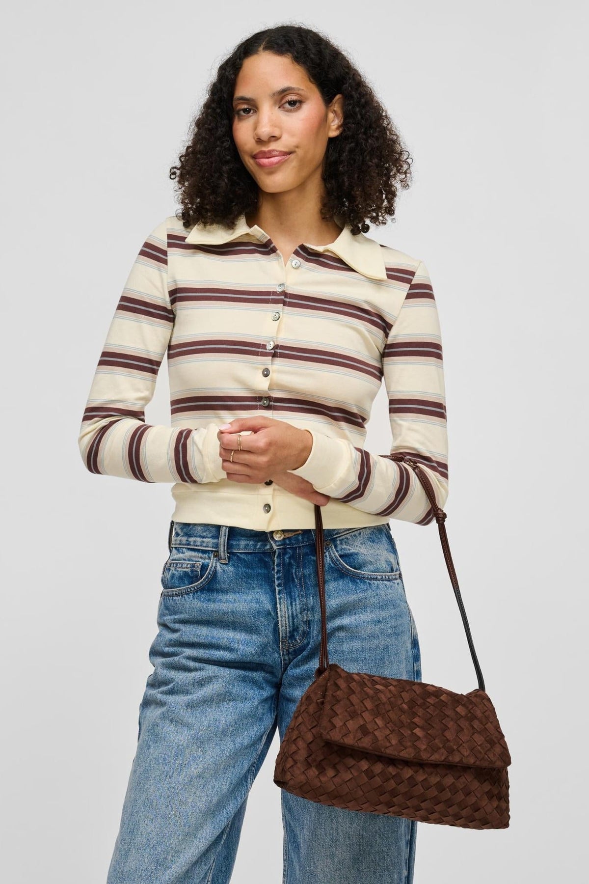 64617 Chocolate bag styled on model, view 2