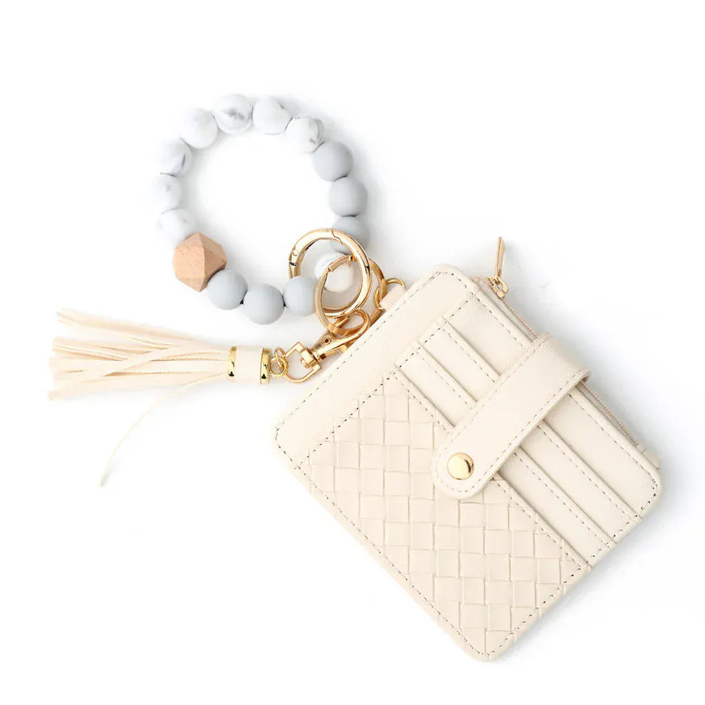 BB139x205 Nina Beaded Keychain Bracelet & Woven Wallet Combo