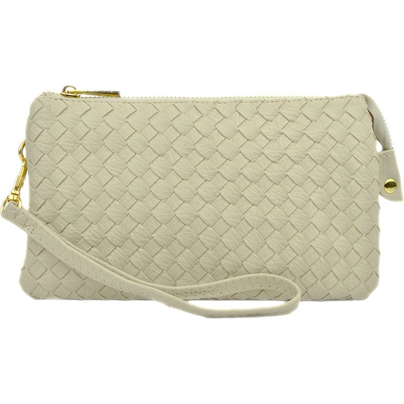 7050 Kathy Woven Three Compartment Clutch/Crossbody Bag - MiMi Wholesale