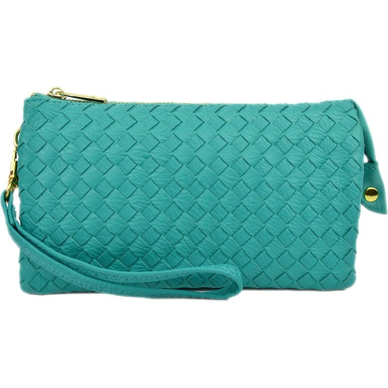 7050 Kathy Woven Three Compartment Clutch/Crossbody Bag - MiMi Wholesale