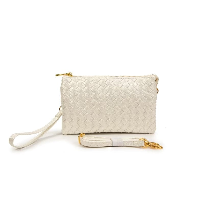7050 Kathy Woven Three Compartment Clutch/Crossbody Bag - MiMi Wholesale