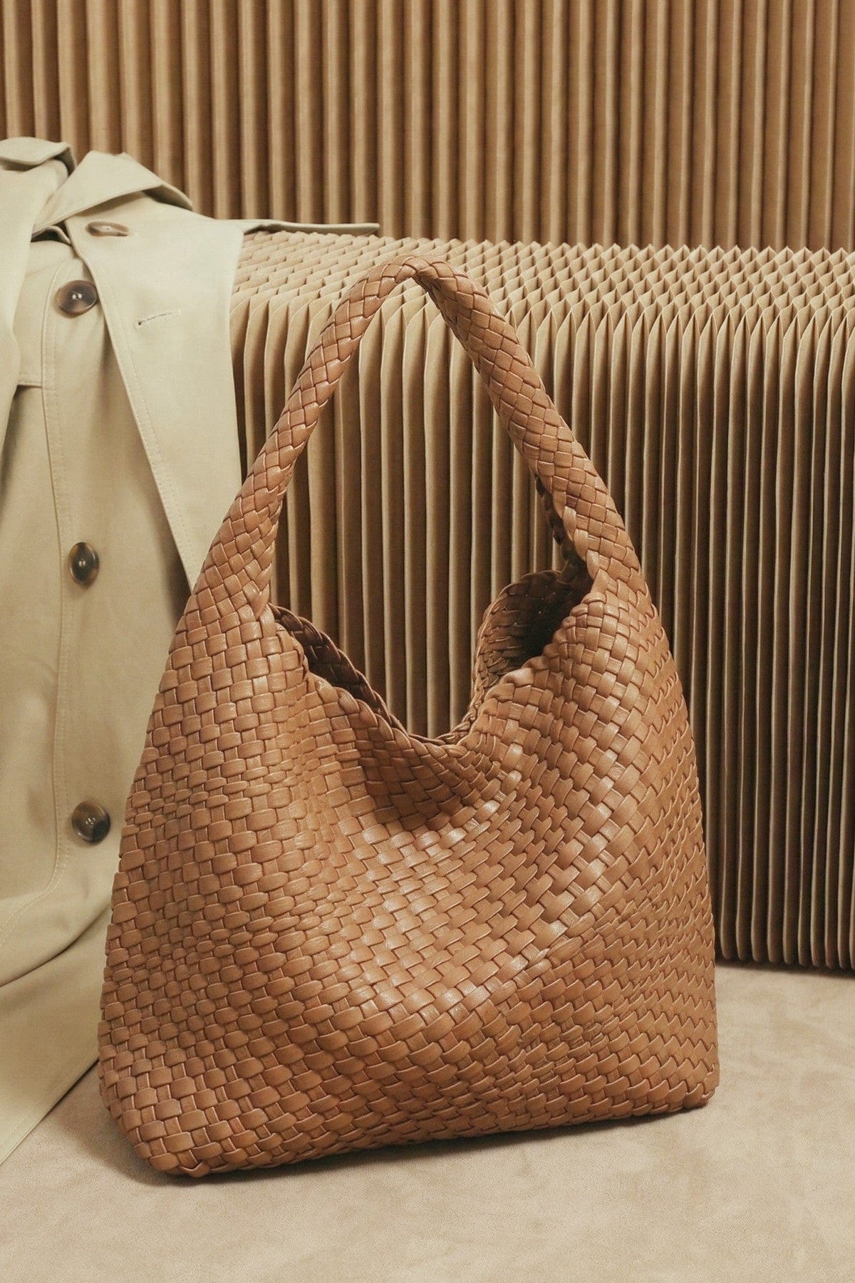 8601 TG10640 Tiara Woven Hobo Tote Bag With Pouch - MiMi Wholesale