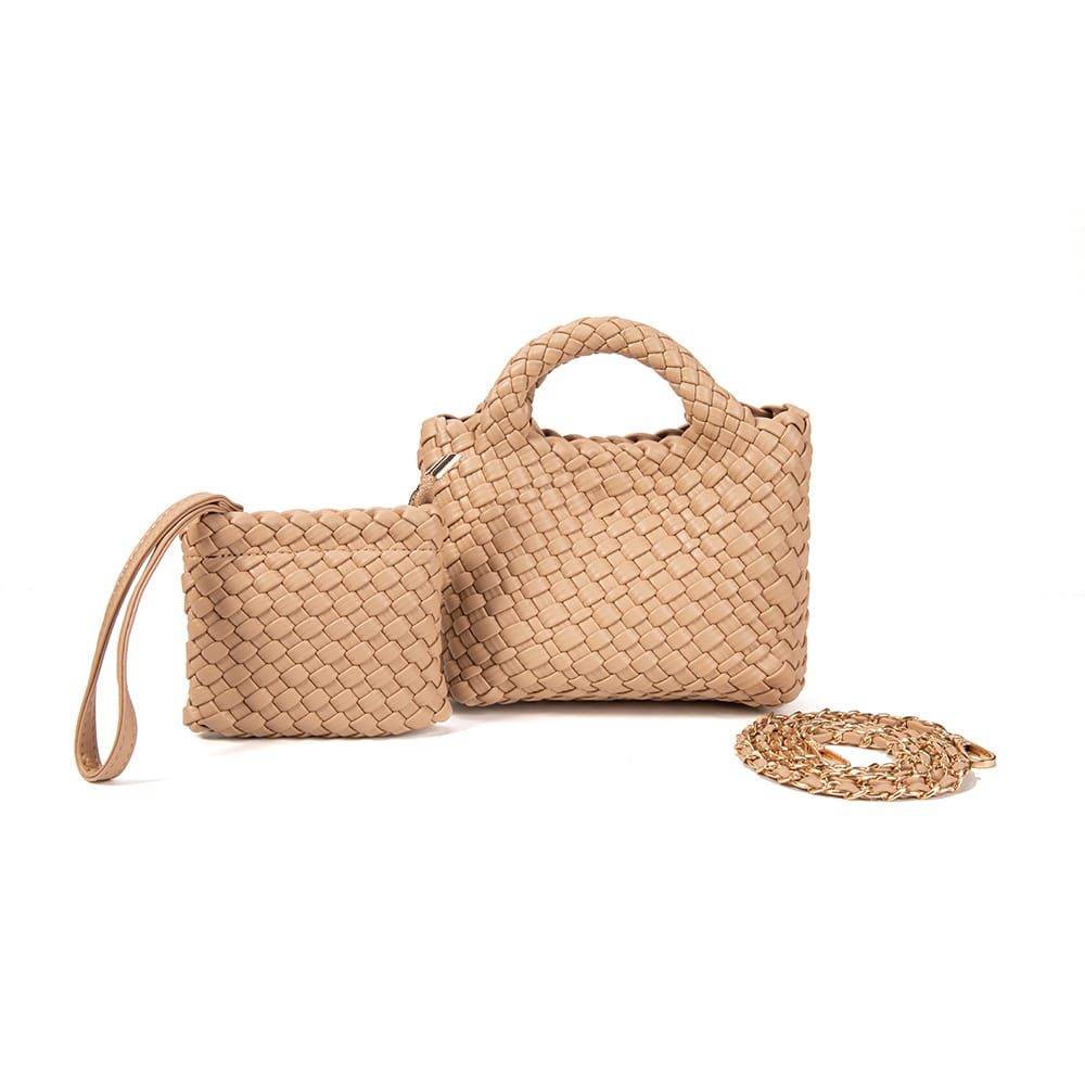 9043 Stella Woven Mini Tote Crossbody & Matching Wristlet - MiMi Wholesale