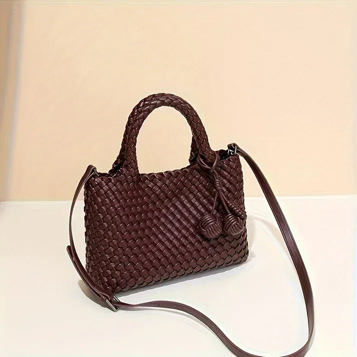 9045 Daya Mini Woven Tote Bag w/ Monkey Fist Bag Charm - MiMi Wholesale