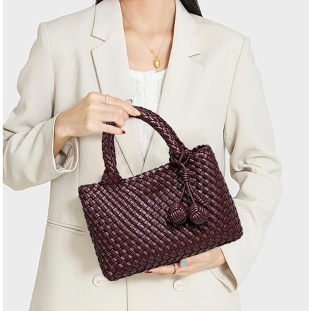 9045 Daya Mini Woven Tote Bag w/ Monkey Fist Bag Charm - MiMi Wholesale
