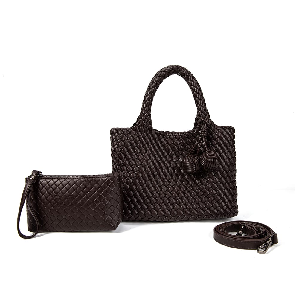 9045 Daya Mini Woven Tote Bag w/ Monkey Fist Bag Charm - MiMi Wholesale
