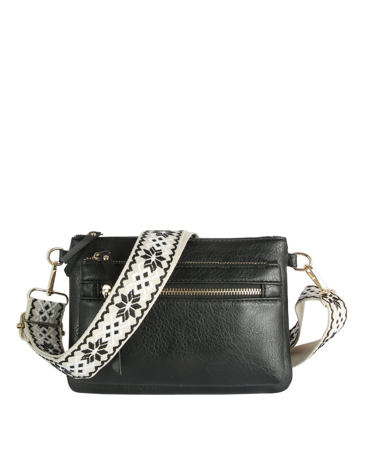 LQ342-Z Melissa Multi Zip Pocket Crossbody With Guitar Strap