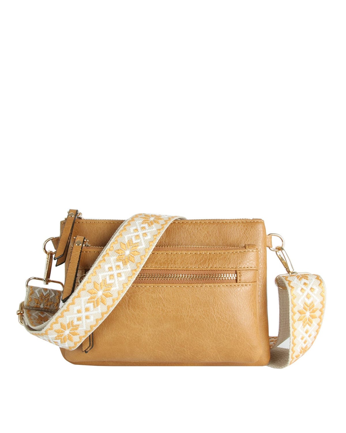 LQ342-Z Melissa Multi Zip Pocket Crossbody With Guitar Strap