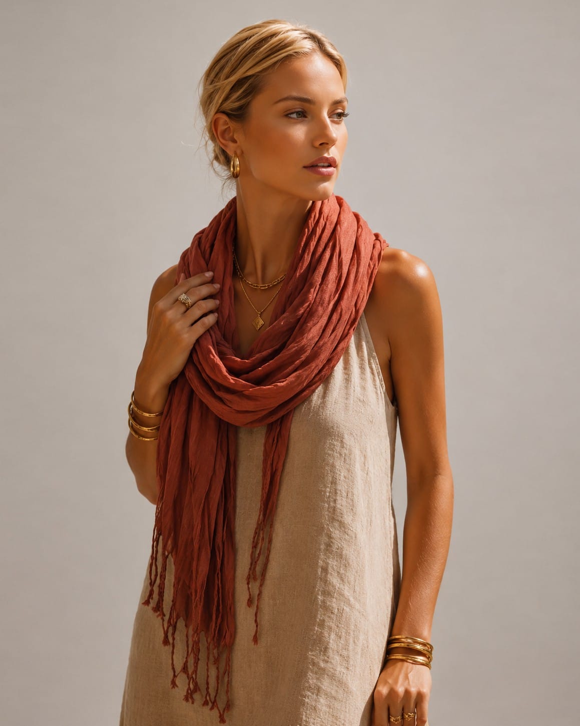 A27 Solid Crinkle Fringe Scarf - MiMi Wholesale