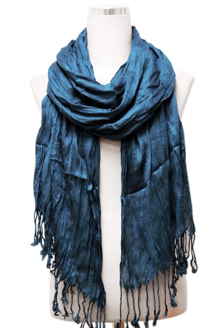 A27 Solid Crinkle Fringe Scarf - MiMi Wholesale