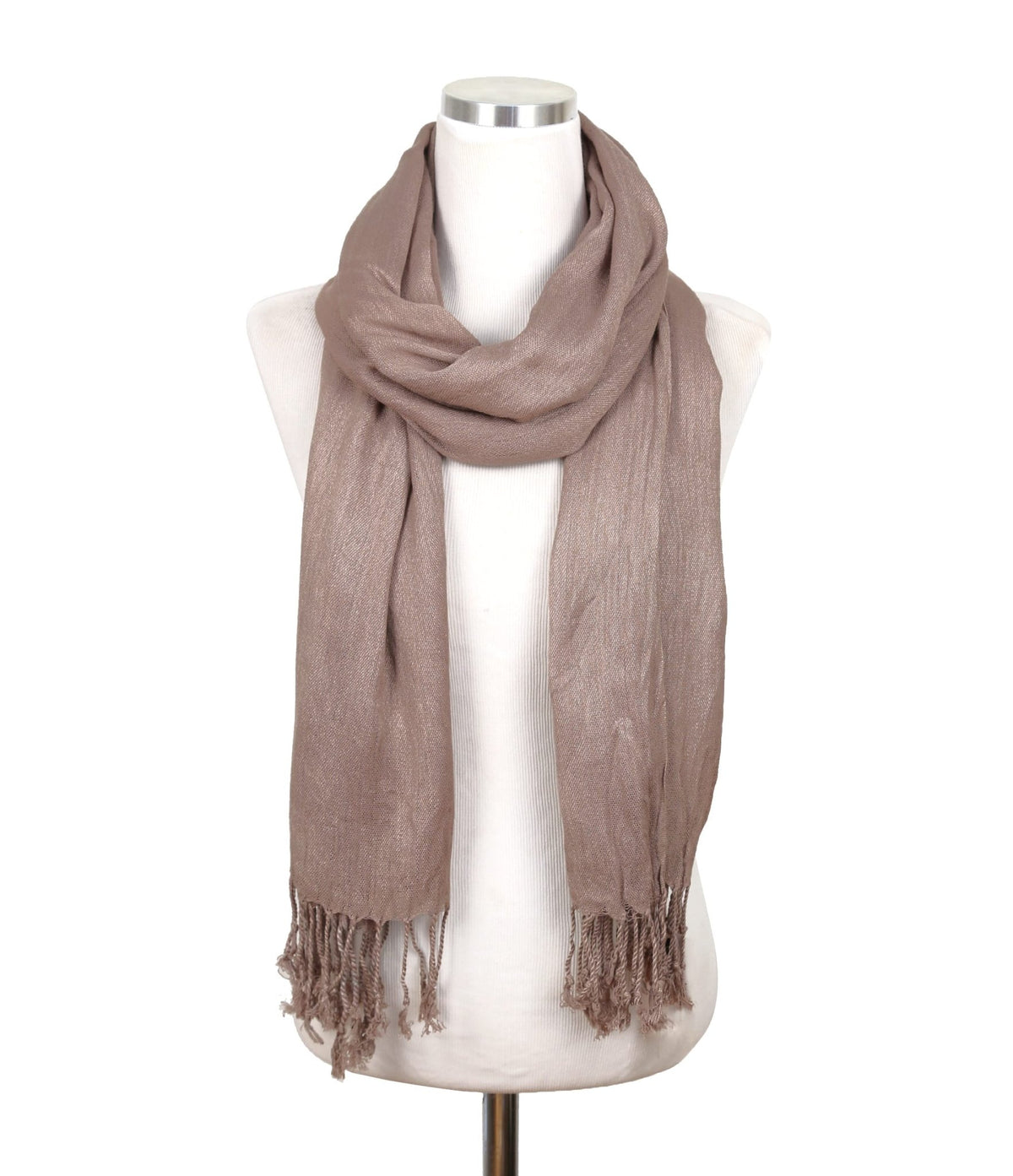A27 Solid Crinkle Fringe Scarf - MiMi Wholesale