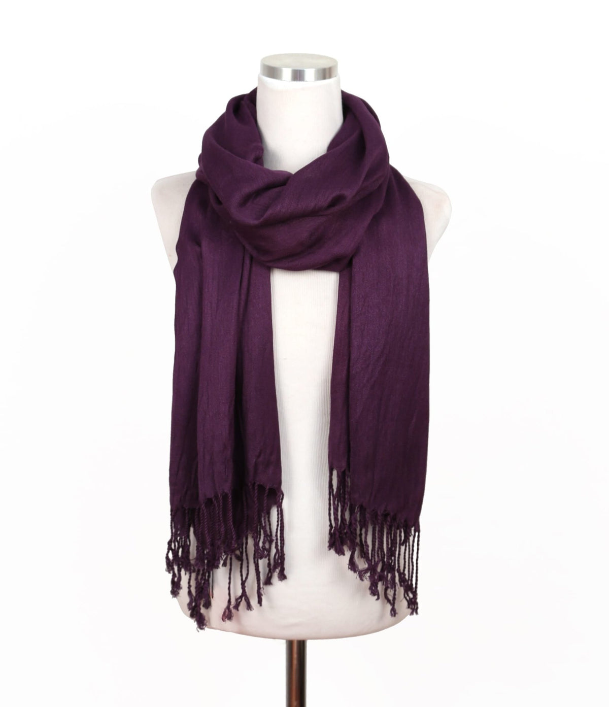 A27 Solid Crinkle Fringe Scarf - MiMi Wholesale