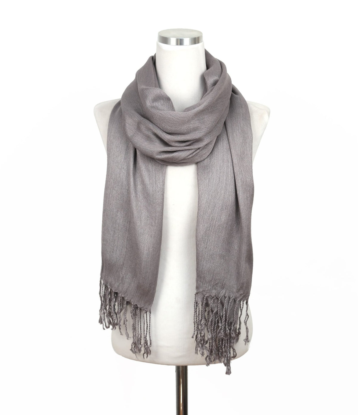 A27 Solid Crinkle Fringe Scarf - MiMi Wholesale