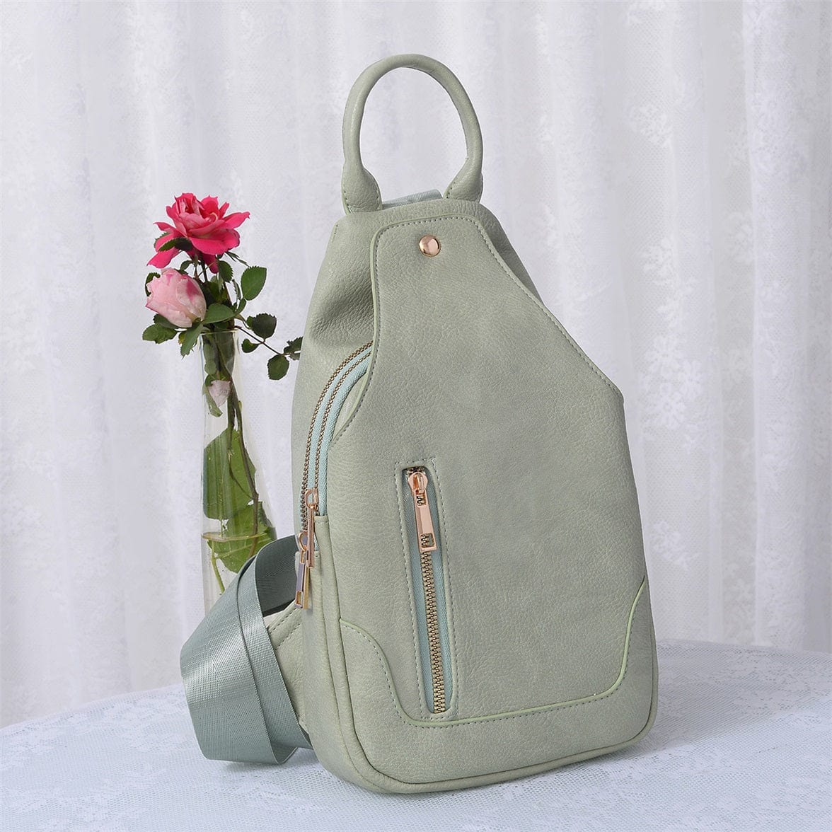 AD2766 Vegan Leather Fashion Sling Bag - MiMi Wholesale