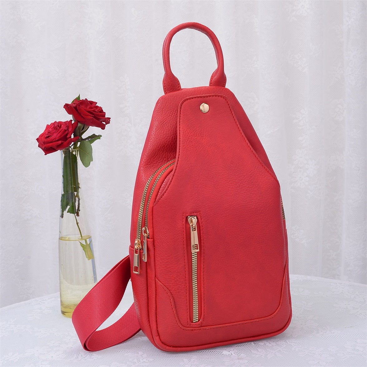 AD2766 Vegan Leather Fashion Sling Bag - MiMi Wholesale