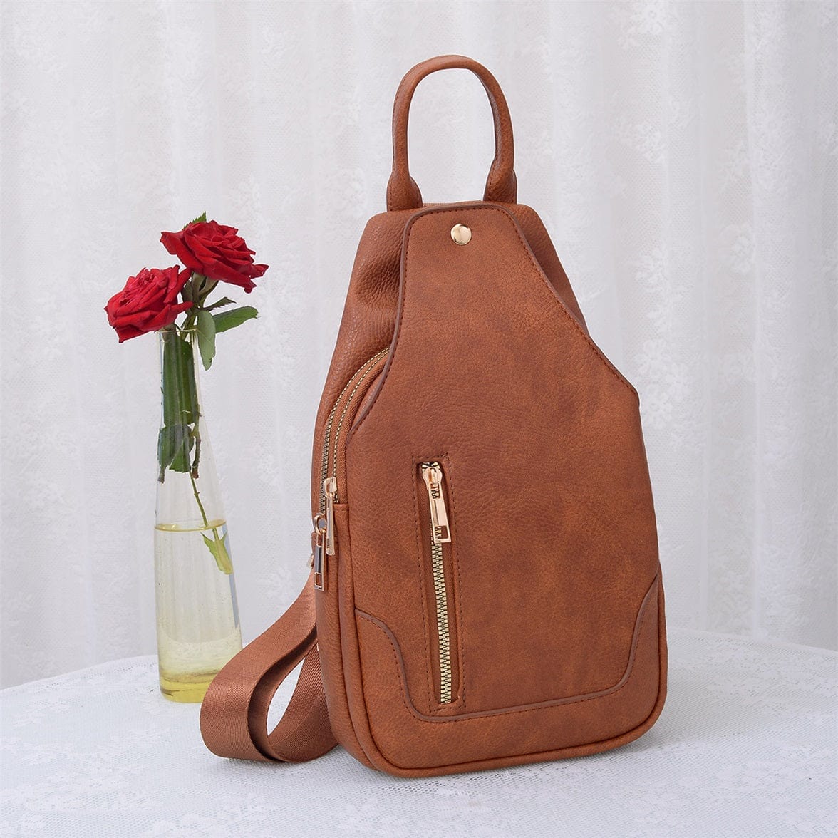 AD2766 Vegan Leather Fashion Sling Bag - MiMi Wholesale