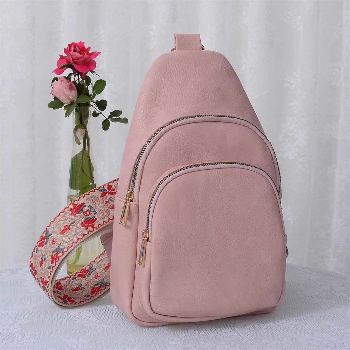 AD768 Zara Zipper Sling Bag With Boho Strap - MiMi Wholesale