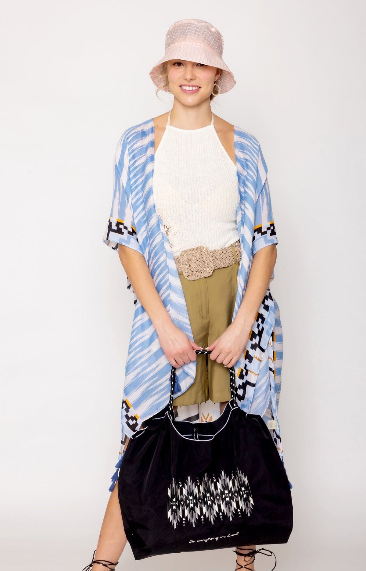 BBT510143 Nylon Aztec Pattern Rope Handle Tote Bag - MiMi Wholesale