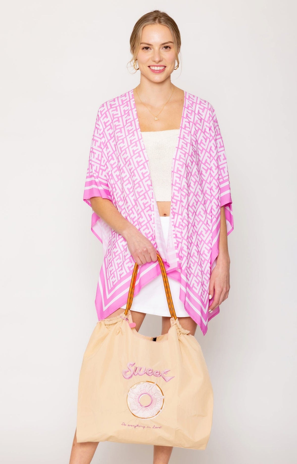 BBT510145 Nylon Sweet Pattern Rope Handle Tote Bag - MiMi Wholesale