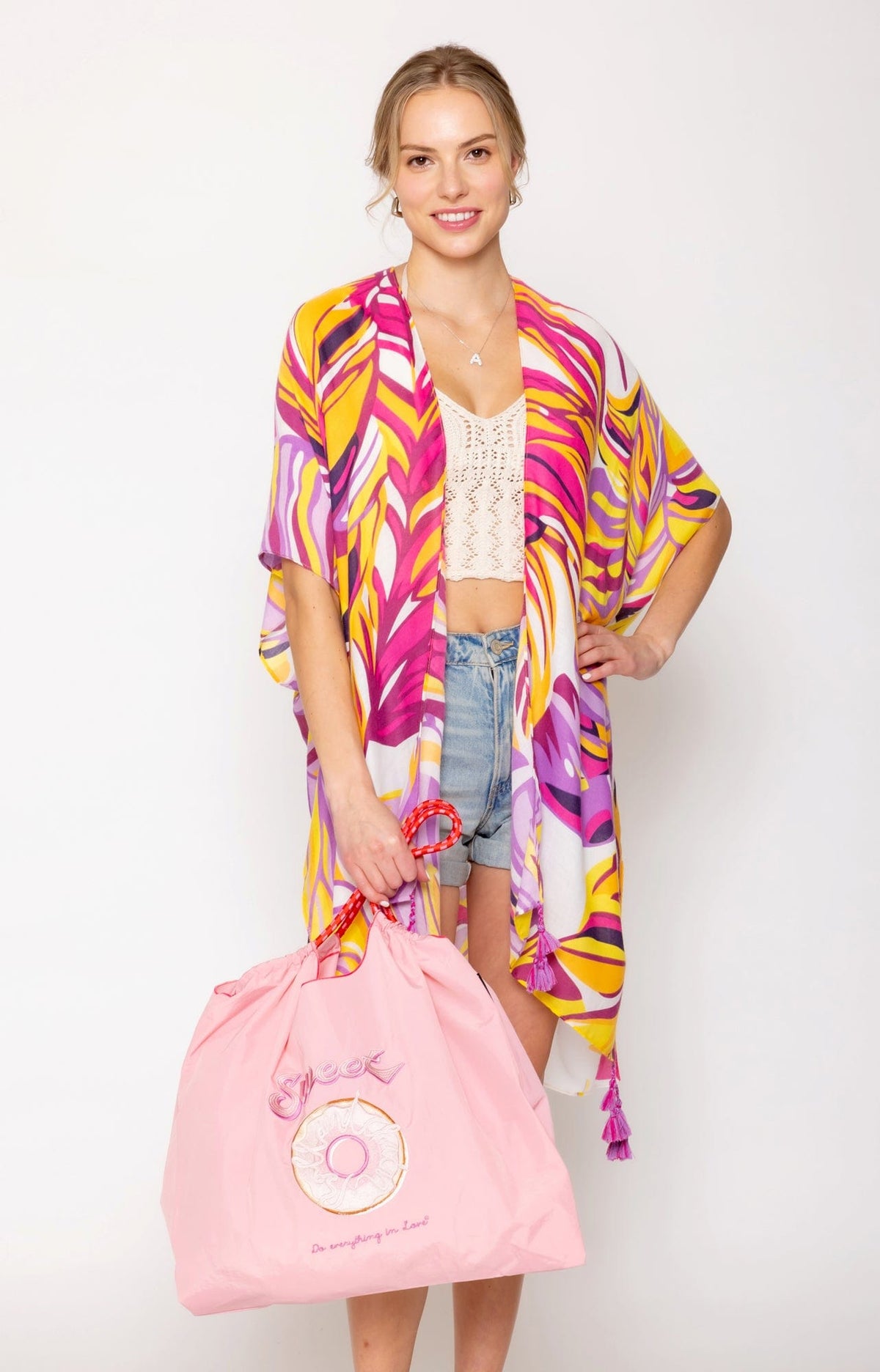 BBT510145 Nylon Sweet Pattern Rope Handle Tote Bag - MiMi Wholesale