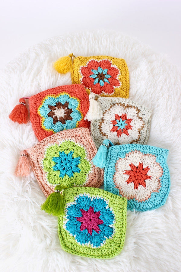 BGAIN274 Rochelle Crochet Flower Coin Pouch - MiMi Wholesale