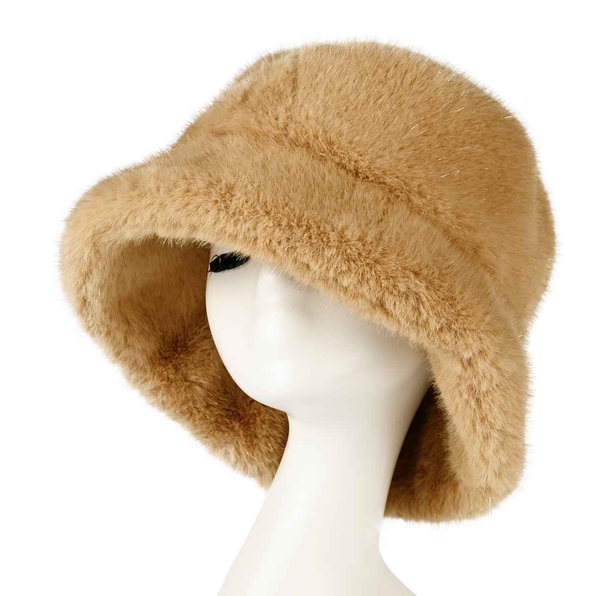 BKE0169 Glitter Short Faux Fur Bucket Hat - MiMi Wholesale