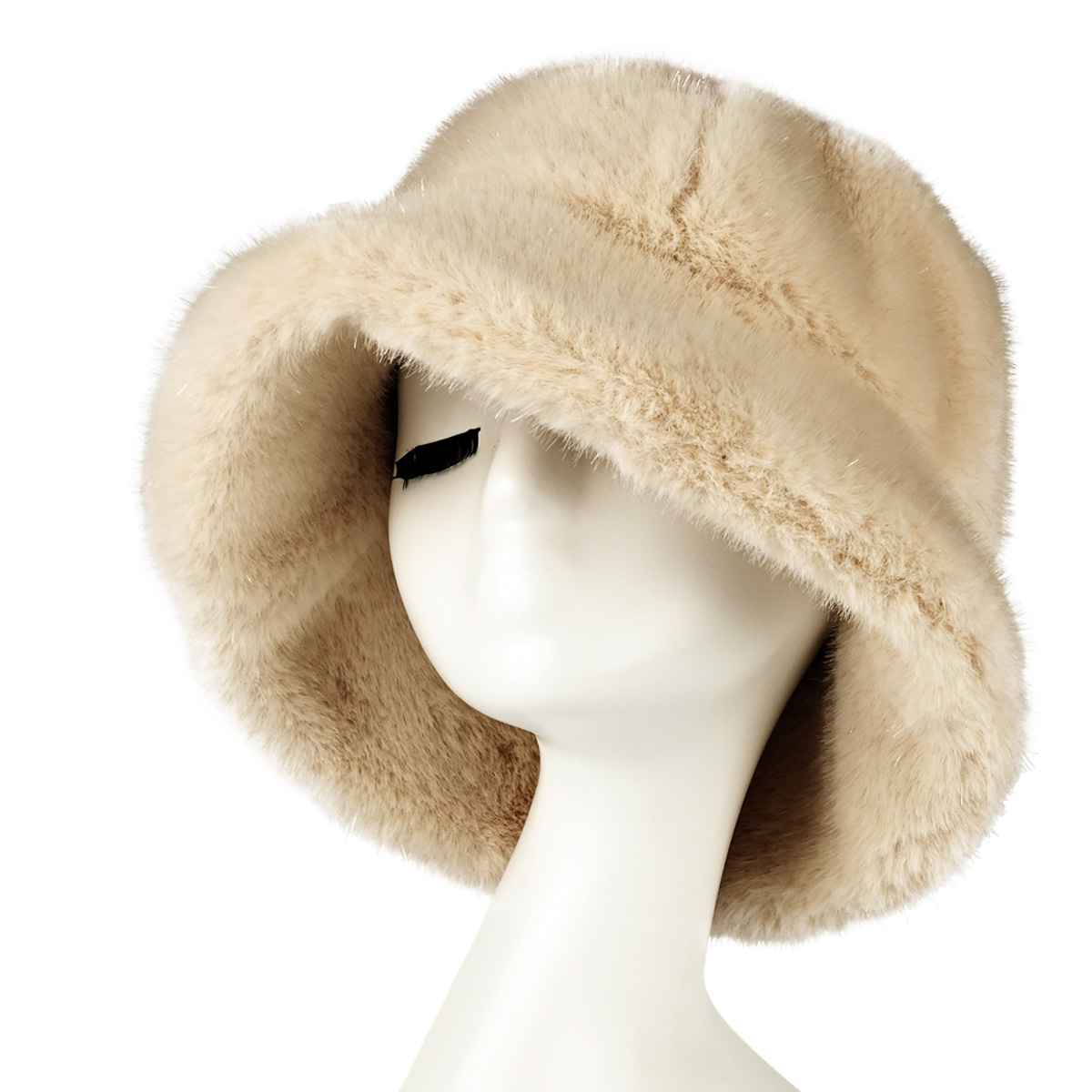 BKE0169 Glitter Short Faux Fur Bucket Hat - MiMi Wholesale