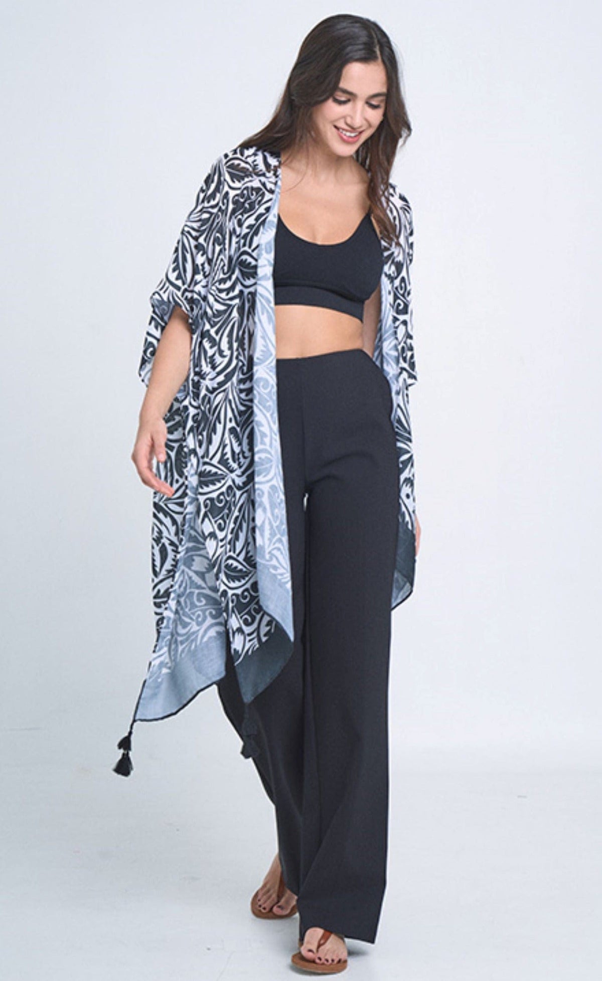 WLK310059 Fiona Floral Paisley Print Kimono
