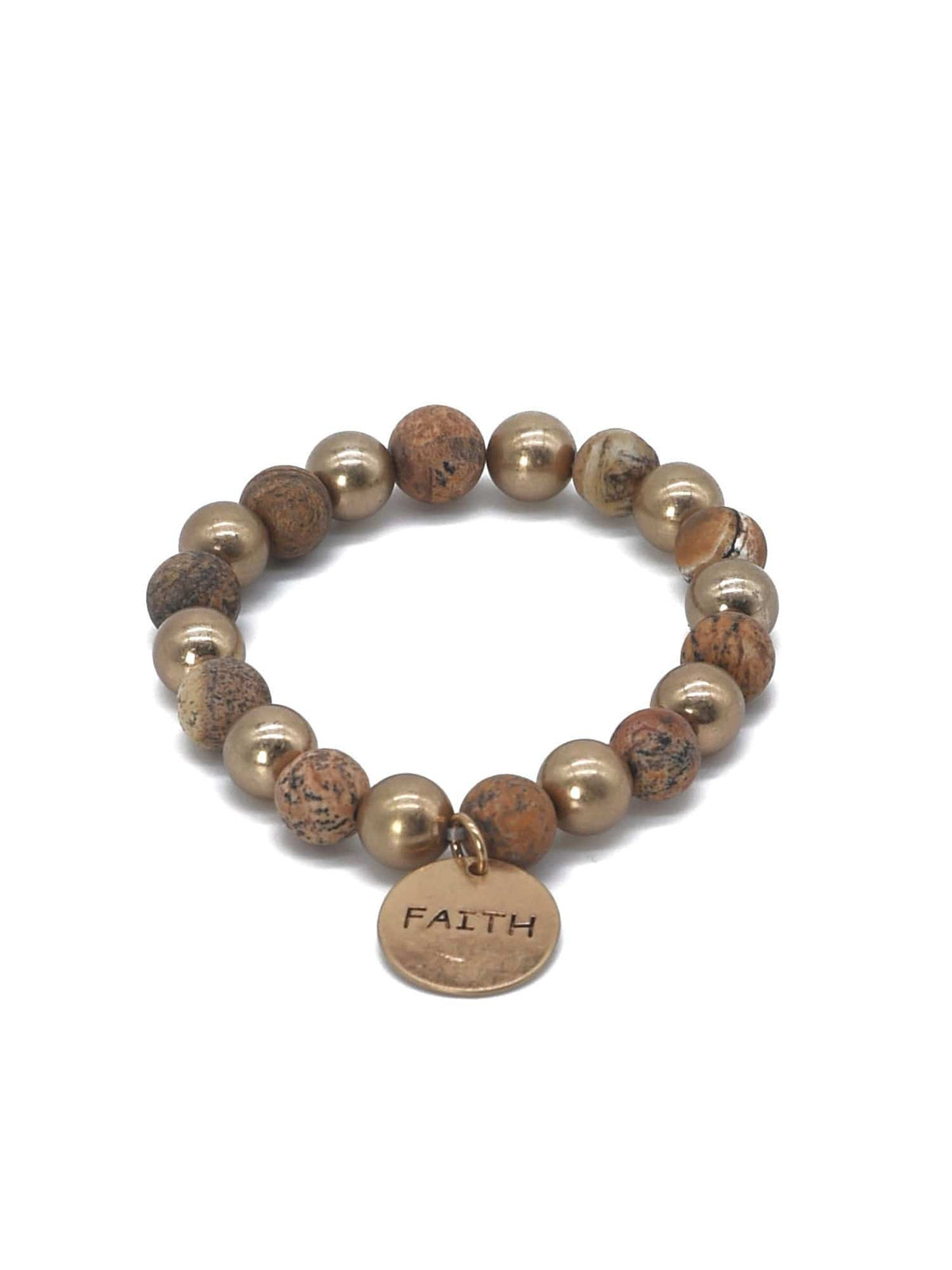 CB2130 Faith Charm Semi Precious Bracelet - MiMi Wholesale