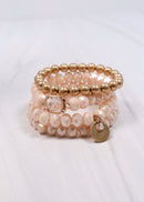 CB2143 Multi Crystal Coin Charm Bracelet Set - MiMi Wholesale